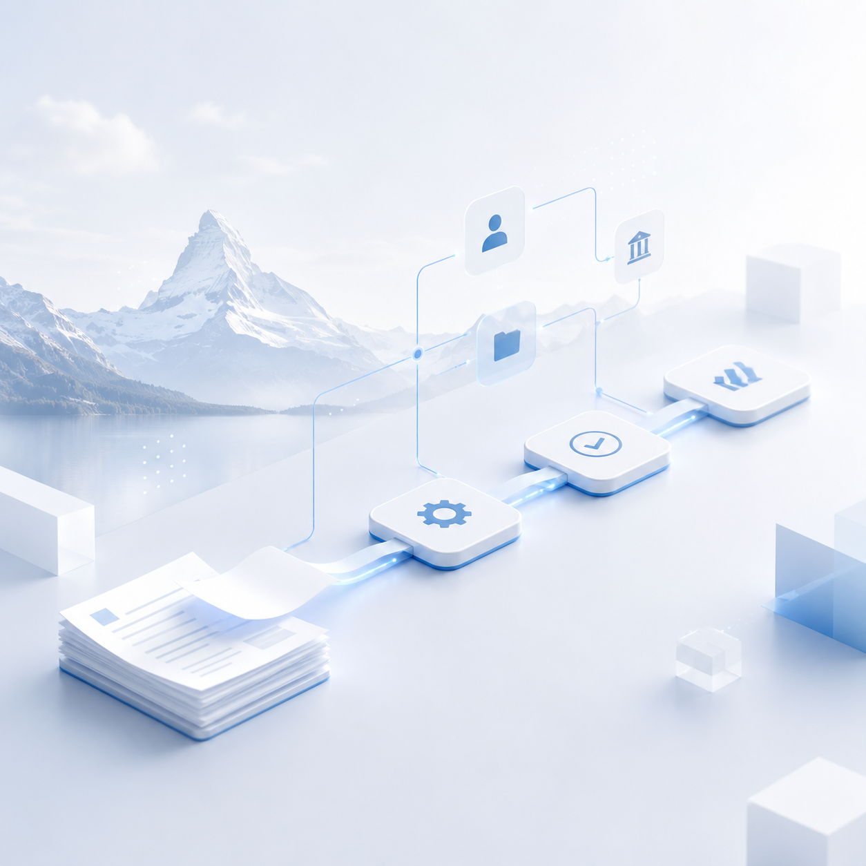 Visualisierung eines automatisierten Workflows mit verbundenen Prozessschritten