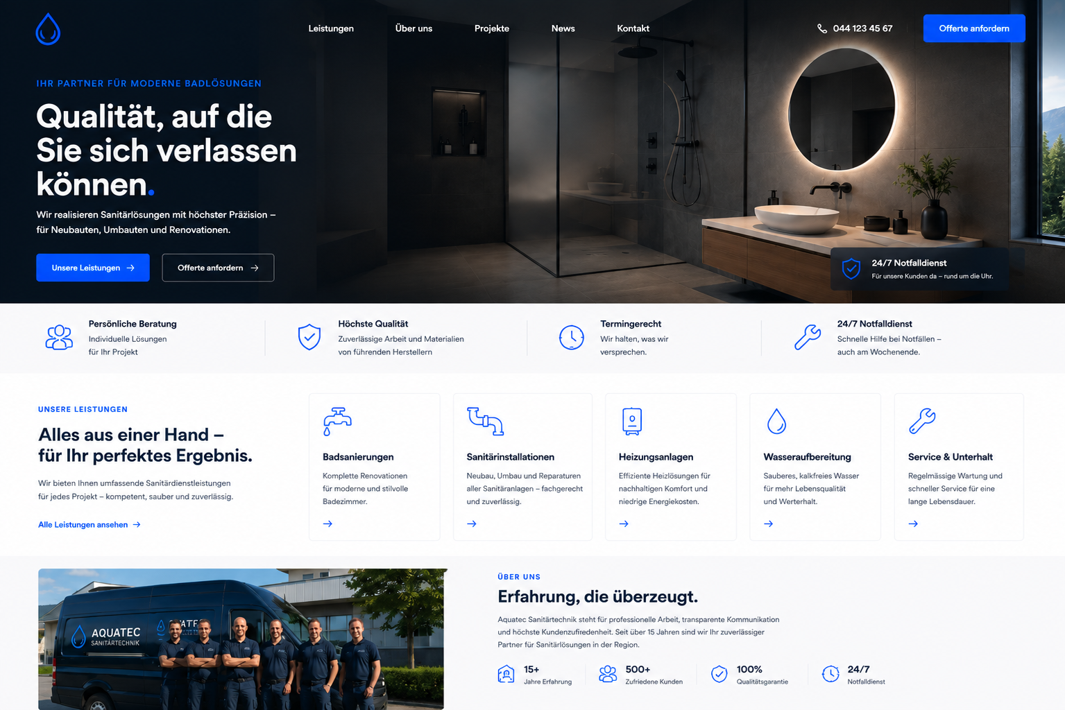 Moderner Webauftritt f&uuml;r ein Sanit&auml;r-Unternehmen