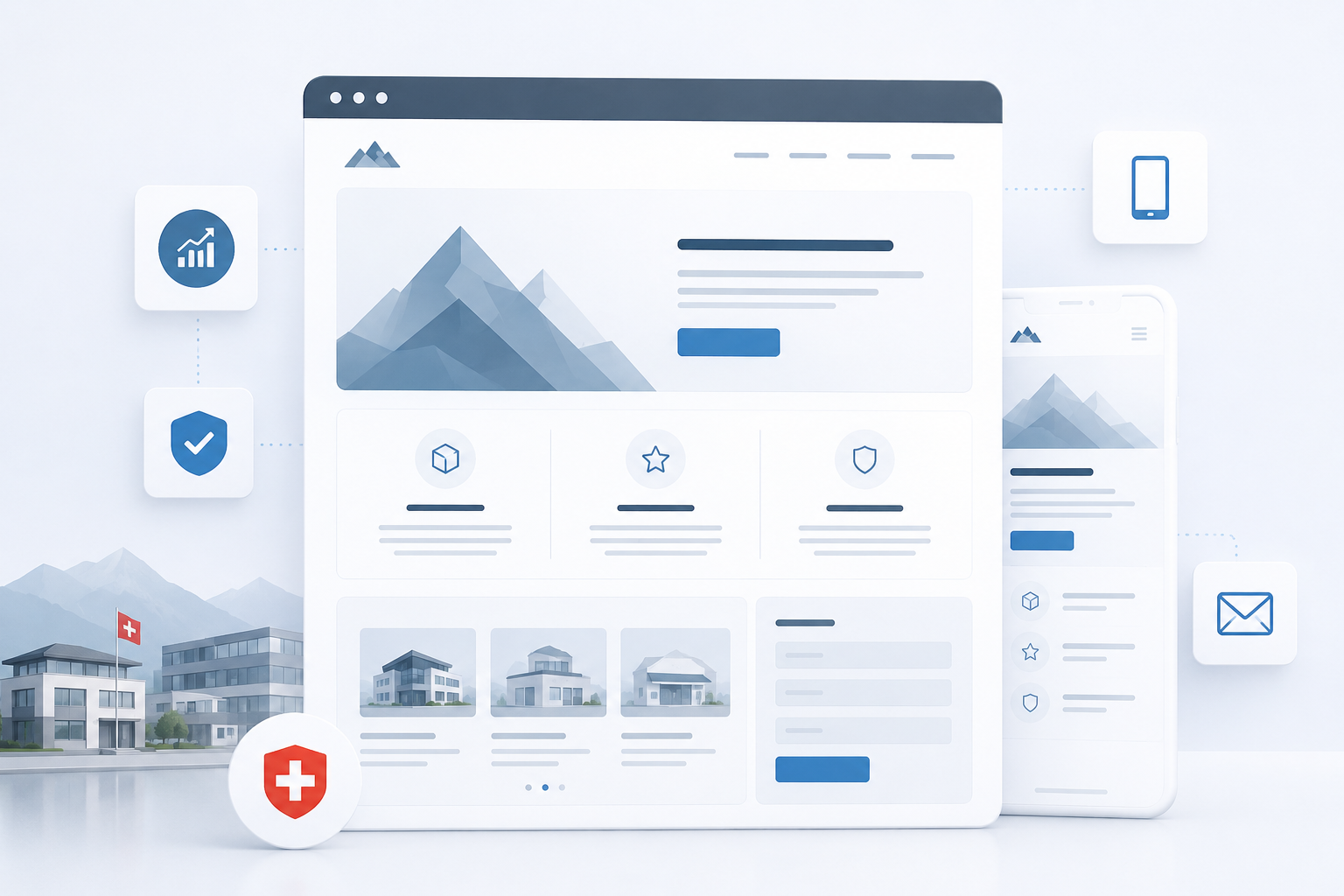 Visualisierung einer modernen KMU-Website